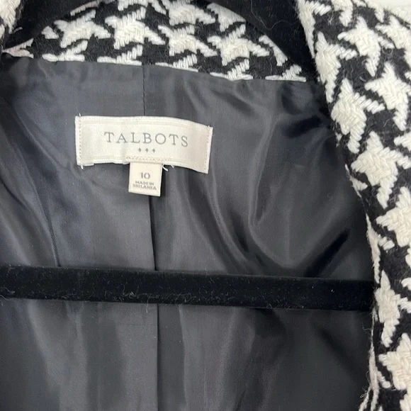 Talbots Houndstooth Oversized Collar Zip Front Size 10 Blazer - Picture 7 of 10